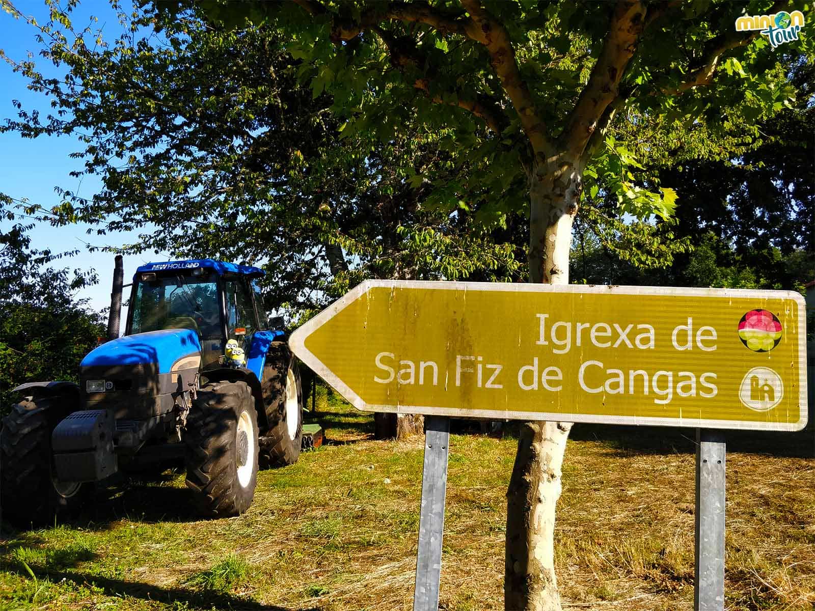 Cartel a la Iglesia de San Fiz de Cangas