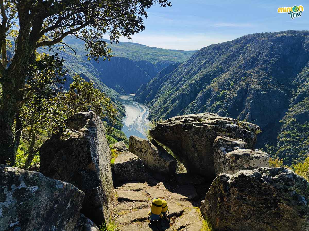 Dos Minions en el Mirador de Pena da Cividá en los Cañones del Sil